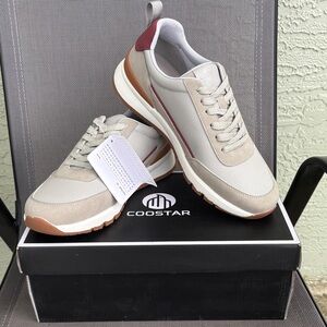 Coostar Men’s Casual shoes non slip dress sneakers lace up shoes light  gray 9.5